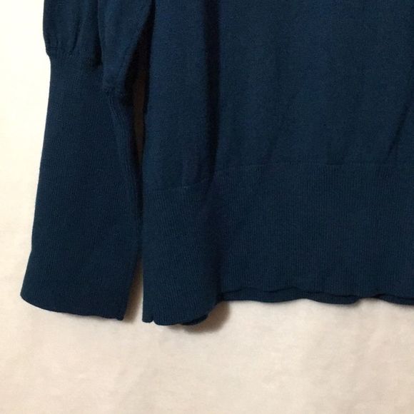 ALFANI Sweater Hunter Green Scoop Neck Pullover Silver Stud Accented Sleeves - Picture 4 of 7